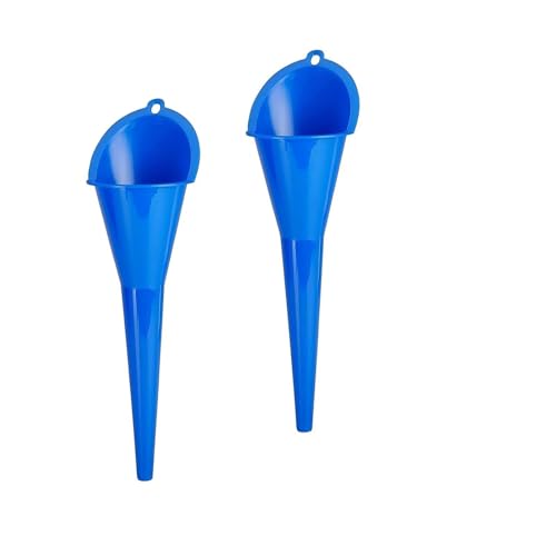 2 PCS Oil Funnel, Automotive Multi-Function Long Neck Fuel Funnel, Plastic Anti-Spill Engine Funnel for Filling Engine Oils, Water, Diesel Fuel, Kerosene and Other Liquids (Blue) - color: Blue