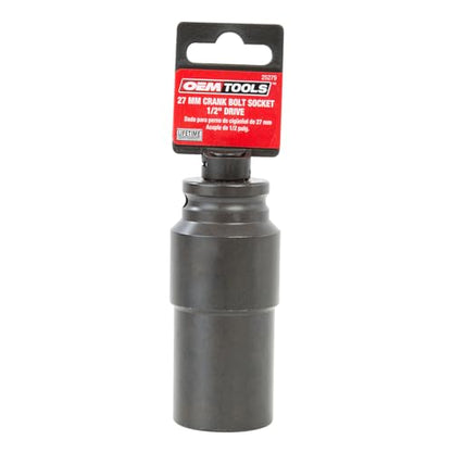27mm Harmonic Balancer Socket, Heavy Duty Crank Bolt Removal Tool, 1/2" Drive Impact Socket for Crankshaft Pulley Bolts – OEMTOOLS 25279 - style: 27 millimeter