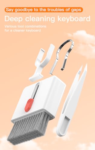 32-in-1 Multi-Functional Cleaning Kit for Electronics Including Headphones,Mobile Phones,Computer,Monitor,Lens and etc, Compact and Portable Design, White - color: White