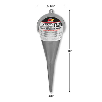 Performance Tool W4058 Clear View XL Long-Reach Funnel, 1.5 Pint, Splash Guard, Bottle Rest, Oil, Transmission Fluid, Coolant, Gear Oil, Automotive Funnel, Gray