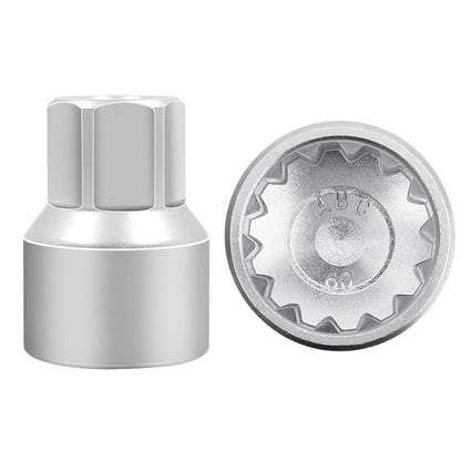 ABC-60 14Pt Outer Ring 2mm Wheel Locking Nut Key for Porsche VW | Wheel Lock Nut Socket Adapter, Anti-Theft Lug Nut Removal Tool, Anti-Theft Screw Remover, Repair Tool, Tyre Fitting, garage - color: ABC-60 Outer ring thickness: 2mm