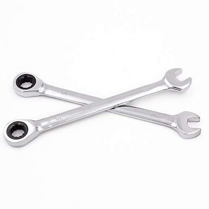 KINJOEK 2 PCS 10mm 12PT Ratchet Wrench, Metric Ratcheting Wrench Set with 5° Movement and 72 Teeth for Projects with Tight Space - size: 10mm 2PCS