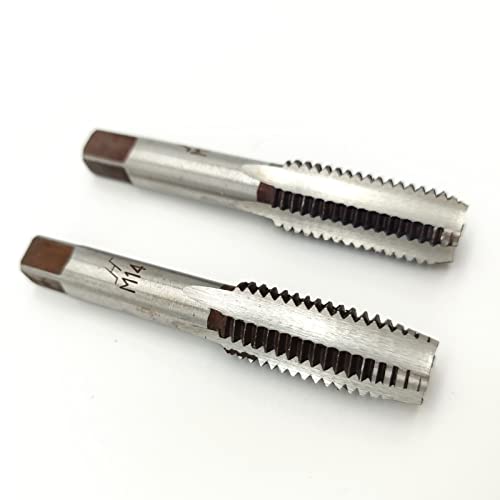 AtticZone M14 x 2.0 Metric Hand Thread Tap, Right Hand, Alloy Tool Steel, 1 Taper Tap, 1 Plug Tap for Metal Working DIY Industrial - size: M14x2.0