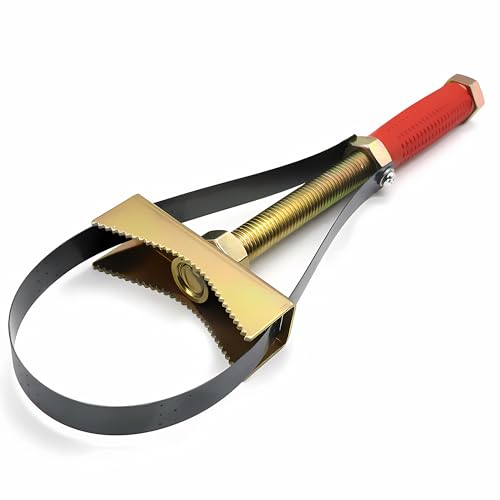 Heavy Duty Oil Filter Wrench Adjustable 9-15cm, 1-Pack Extra Large Truck Oil Filter Removal Tool Compatible with Semi Trucks, Tractors, Excavators
