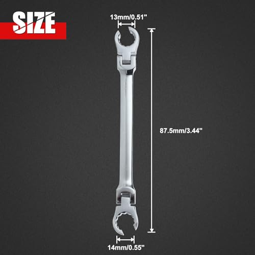 Flex Head Flare Nut Wrench 13 * 14mm Flare Nut Wrench Set Metric Flare Tool Double Flexible Flare Nut Line Wrench Flare Tool Flex Tools 40Cr for Automotive Repairs Plumbing Repairs - style: 13*14mm