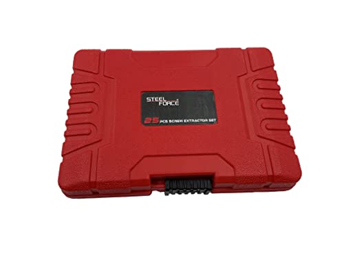 Steel Force ASE25 25Pcs Screw Extractor Set | Broken Bolt Remover | Stripped Fastener Tool - size: 25-Piece Extrator Set