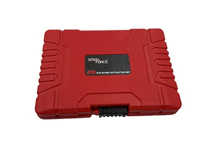 Steel Force ASE25 25Pcs Screw Extractor Set | Broken Bolt Remover | Stripped Fastener Tool - size: 25-Piece Extrator Set