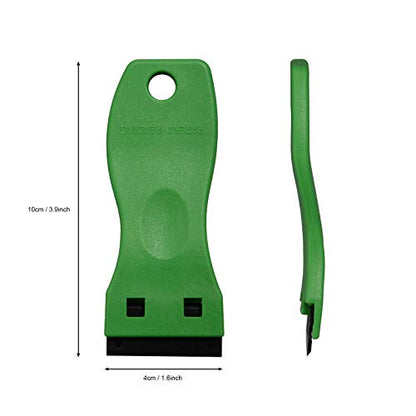 EHDIS 1.5" Plastic Razor Scraper with 10pcs Double Edged Plastic Blades for Removing Labels Stickers Decals on Glass Windows (Green) - color: Green