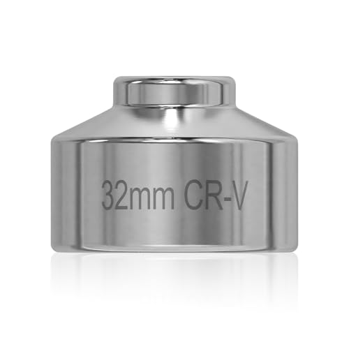 32 mm Oil Filter Socket, 6 Point Steel Oil Filter Cap Wrench, Oil Filter Thin Tool, Oil Filter Replacement Kit for Oil Filter Cover Installation and Removal, Car Accessories - size: 32mm