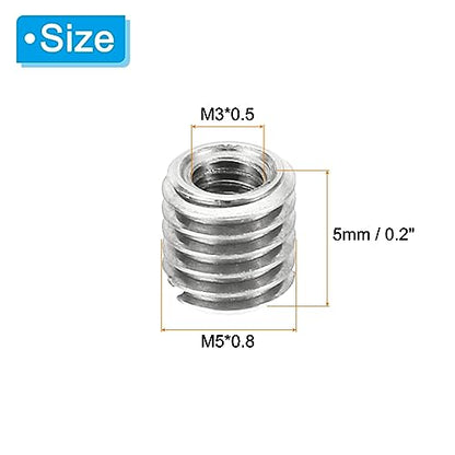 PATIKIL Thread Adapters Sleeve Reducing Nut, 10 Pcs M5*0.8 Male to M3*0.5 Female Repairing Insert Nut Screw Reducer Conversion Stainless Steel Fastener 5mm - size: M3xM5x5mm
