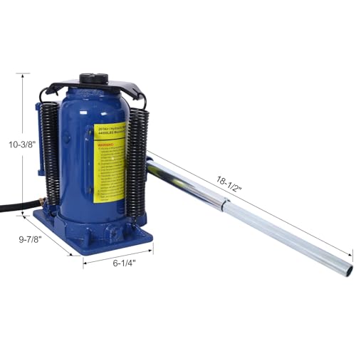 20 Ton Air Hydraulic Bottle Jack, Professional Lifting Jack for Heavy Machinery & Large Trucks, 10.2-19.7 Inch Height Range with Extendable Screw(Blue) - color: Blue, size: 20 Ton