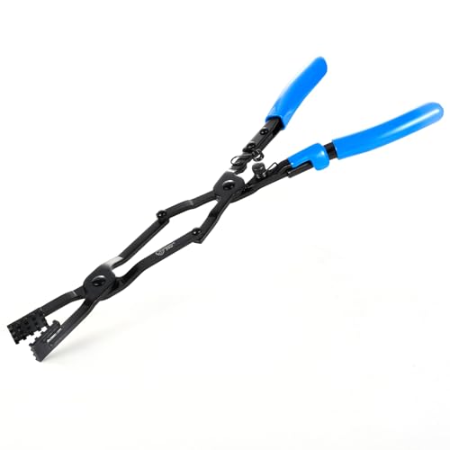 SMOTIVEPRO 17in Extra Long Hose Clamp Pliers with Locking Mechanism | Cross-Cut Jaw Design for Reliable Grip from Side and Angled Positions, Ideal for Hard-to-Reach Hose Access - color: 17" Long Reach Hose Clamp Pliers