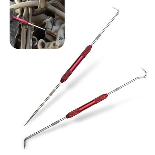 2 PCS Hook and Pry Tab Set Puller, Oil Seal O-Ring Puller, Hook and Pry Tab Removal Set, Universal for Most Cars (Red)