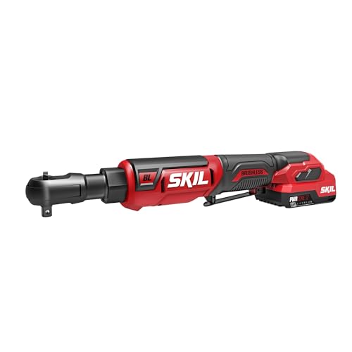 SKIL PWR CORE 12 Brushless 12V 3/8-Inch Ratchet Wrench Kit, Includes 2.0Ah USB-C Battery and 20W Charger - RW5763A-11