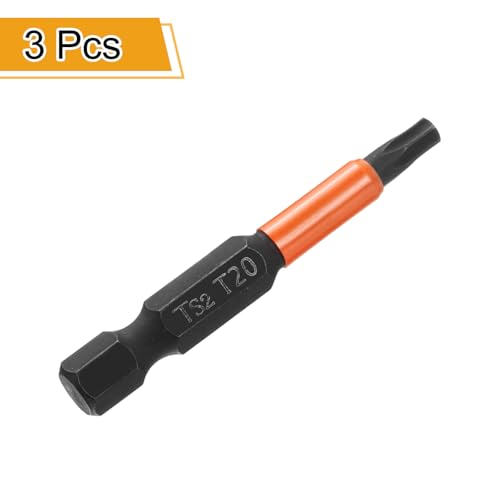 HARFINGTON 3pcs T20 Torx Head Screwdriver Bit 2" (50mm) Long 1/4" Hex Shank Magnetic No Hole Tamper Proof 6 Point Star Screw Driver Drill Bits Phosphate S2 Steel Industrial Power Tools - size: T20 x 50mm