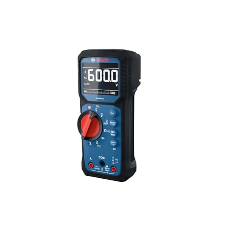 BOSCH GDM600-15 Digital Multimeter, True RMS Electrical Tester, CAT III 600V AC/DC Voltmeter and Amp Meter with Temperature, Capacitance, IP65 Rated, for HVAC, Automotive, and Electrical Use