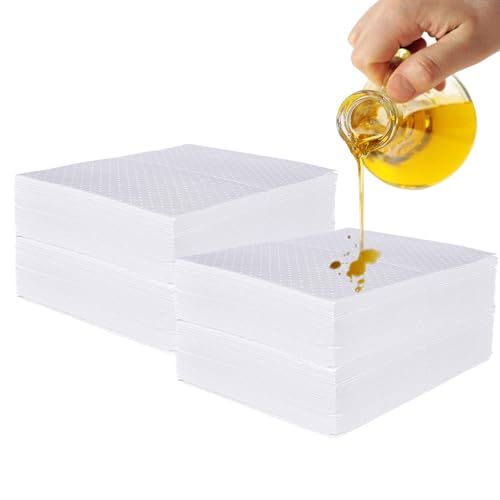 PONO 200 Pcs Oil Absorbent Pads, White Heavy Weight Oil-Only Absorbent Pad,Used for Oil Spill Cleaning in Garage Workshop, Reusable, Washable, Durable(15x20 in) - size: 2X100Pcs, 15"X20"