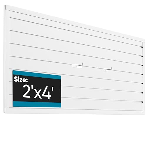 Brakki Slat Wall Paneling 2x4 Ft, Slatwall Garage Organizer Storage System | PVC Slatwall Panels, Garage Organization Product, Heavy Duty Wall Mounted, Tool Storage for Home, White - color: White, size: 2x4 Ft