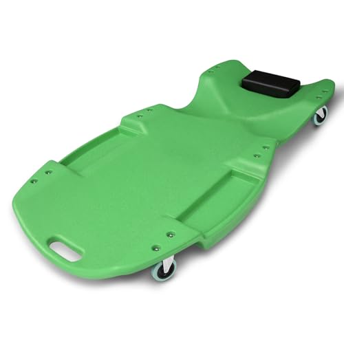 Magshion Mechanic Creeper with Padded Headrest & Tool Trays – 440 lbs Capacity, Rolling Garage Creeper with 6 Swivel Wheels, Lightweight & Portable Under Car Creeper for Auto Repair (Green) - color: Green, size: 46.5"