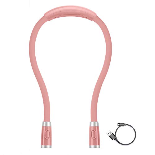 LED Neck Reading Light, Book Light for Reading in Bed,3 Brightness Levels， Rechargeable, Long Lasting, Perfect for Reading, Knitting, Camping, Repairing (Light Pink) - color: Light Pink