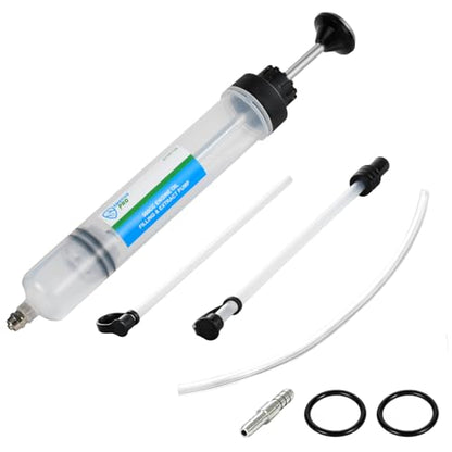 SMOTIVEPRO 500CC Fluid Extractor Pump, Automotive Fluid Change Syringe with a 42CM PU Long Hose & 2pcs 22CM PVC Extension Tubes