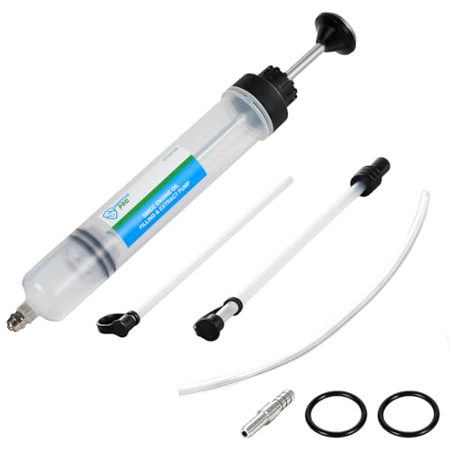 SMOTIVEPRO 500CC Fluid Extractor Pump, Automotive Fluid Change Syringe with a 42CM PU Long Hose & 2pcs 22CM PVC Extension Tubes