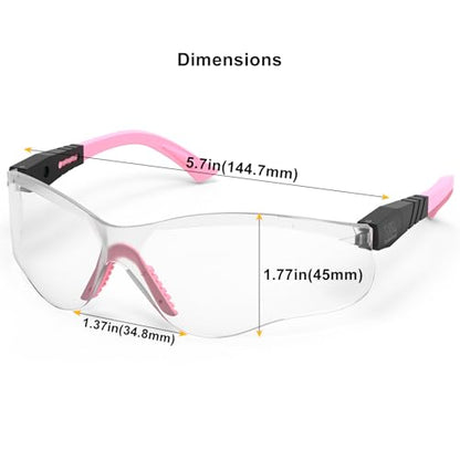 xaegistac Shooting Glasses Anti Fog -Shooting Range Eye Protection | Adjustable Safety Glasses with Z87.1 Certificated Impact Reistance - color: Pink Frame Clear Lens