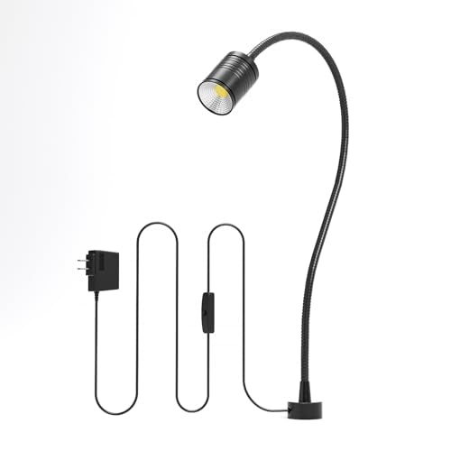 Led Magnetic Work Light 400mm Flexible Gooseneck lamp 500 Lumens 120 Volt for Sewing Machine Lathe Milling Drill Press Industrial Lighting
