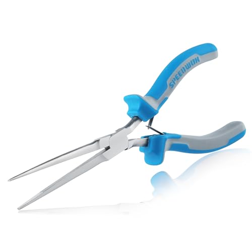 SPEEDWOX 7-Inch Micro Extra Long Needle Nose Pliers with Serrated Jaw | 79mm Longer Jaws Mini Size, Fishing Pliers, Jewelry Making, Hook Removing, Hand Tools, Spring loading one-handed Operate - style: Micro Extra Long Needle Nose Pliers