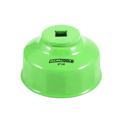 OEMTOOLS 87140 64mm 14 Flute Oil Filter Wrench, Green, 3/8 in Drive, Prevents Slippage, Wide Compatibility | 64mm 14 Flute Oil Filter Wrench Set, Fits 3/8" Ratchet, Non-Slip Grip, Rust-Resistant - style: 64 mm 14 Flute