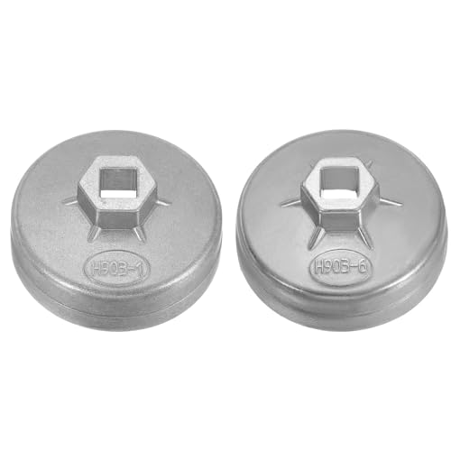 HARFINGTON 2pcs Oil Filter Cap Wrench 15/12 Flute 75mm Inner Dia 1/2" Square Drive Aluminum Cup Type Drive Metric Oil Filter Socket Removal Tool for Engine Conduit Fittings - size: 15/12 Flute 75mm