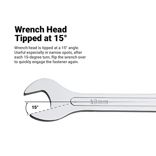 Capri Tools Super-Thin Open End Wrench Set with Wrench Rack, Metric, 6 to 28 mm, 12-Piece - size: Metric Set, style: 12-Piece (6 to 28 mm) w/ Wrench Rack