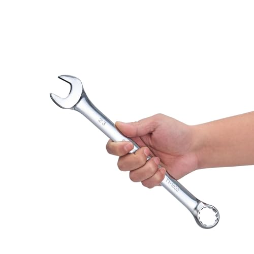 BLACK CANYON Metric 23mm Combination Wrench, 12-Point Box End & Hex Opening Design, Polished Steel - size: 23 mm