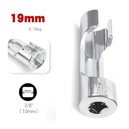 19mm Diesel Injector Fuel Line Socket Set 3/8" Drive Open Union Nut Sockets for Master Cylinder,Sensors & Pipes,Thermo Switches, Coolant,Brake Line - color: 19mm