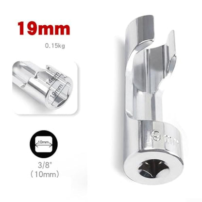 19mm Diesel Injector Fuel Line Socket Set 3/8" Drive Open Union Nut Sockets for Master Cylinder,Sensors & Pipes,Thermo Switches, Coolant,Brake Line - color: 19mm