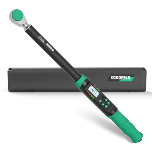 1/2 Inch Drive Digital Torque Wrench, 7.38-147.5Ft.lb/10-200N.m, Long Electronic Torque Wrench with Preset Value, Buzzer & LED Indicator, 2% Accuracy for Bike, Motorcycles, Car - size: 7.38-147.5 Ft-lb/10-200 Nm, style: 1/2-Inch
