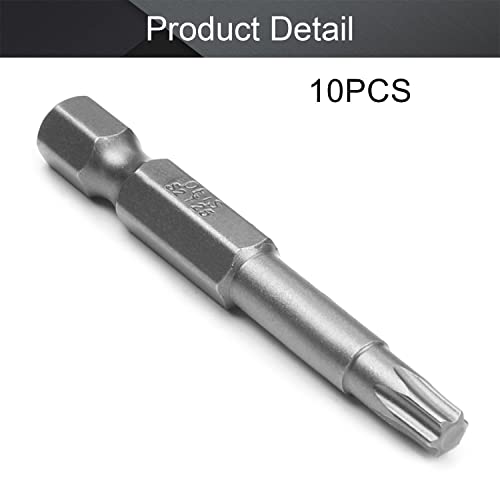 Utoolmart Torx Screwdriver Bits, T25 Magnetic Torx Head Screw Driver Bit, with 1/4 Inch Hex Shank, 50mm Length S2 Steel Screw Driver Kit Tools, for Repair Work, 10 Pcs - size: T25