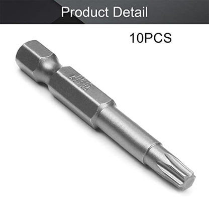 Utoolmart Torx Screwdriver Bits, T25 Magnetic Torx Head Screw Driver Bit, with 1/4 Inch Hex Shank, 50mm Length S2 Steel Screw Driver Kit Tools, for Repair Work, 10 Pcs - size: T25