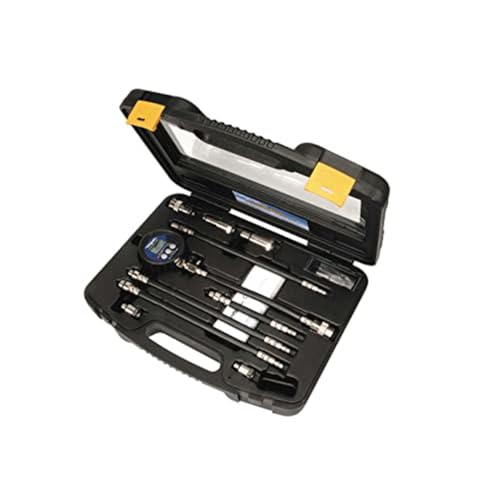 Mityvac MV5532 Digital Gasoline Compression Test Kit, Up to 12 Cylinders, Backlit LC Display, 9V Battery, Oil-Resistant Gauge with Rubber Boot, Displays PSI, Bar and kPa, Custom-Molded Case