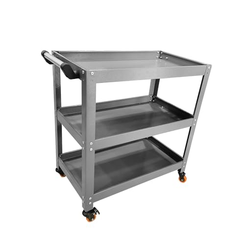 JZD 3 Tier Rolling Tool Cart, Metal Utility Carts Storage Organizer, for Garage Factory Workshop - size: 01
