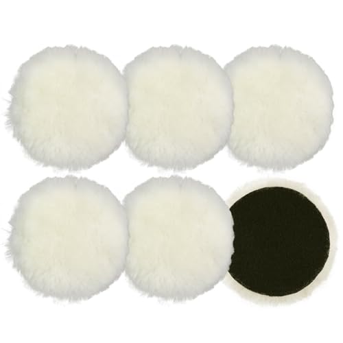 6 Pcs Polishing Pads 5 Inch Soft Wool Polishing Buffing Pad 125mm Polish Pads for Drill and DA Dual Action Polisher for Car Furniture Polisher Sanding Waxing