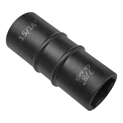 ZIMISI 1/2" Drive Impact Socket Set, 7/8" x 15/16" 6-Point Nut Socket with Callouts, Corrosion-Resistant Cr-Mo Flip Sockets, Double-Ended Thin Wall Lug Nut Extractor Set (7/8" x 15/16") - size: 7/8" x 15/16"