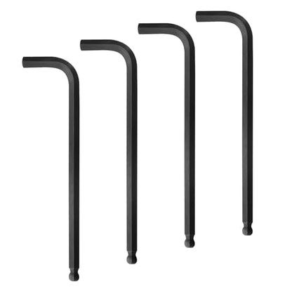 4Pcs 4mm Ball End Hex Key Wrench, Extra Long Allen Wrench, CR-V Steel with Black Oxide Finish, L-Shaped Repairing Tool for Furniture, Bike, and Equipment Maintenance - size: 4mm, style: Extra Long 4pcs