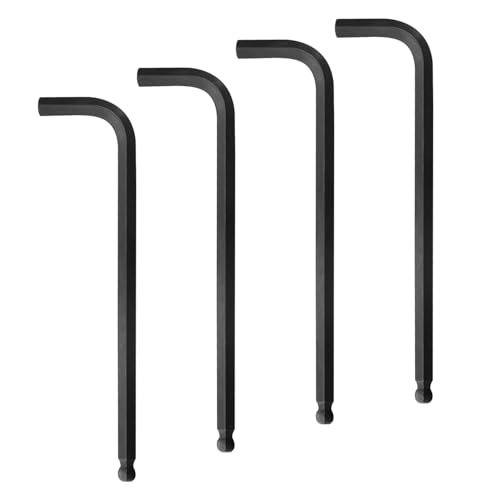 4Pcs 2.5mm Ball End Hex Key Wrench, Long Allen Wrench, CR-V Steel with Black Oxide Finish, L-Shaped Repairing Tool for Furniture, Bike, and Equipment Maintenance - size: 2.5mm, style: Long 4pcs