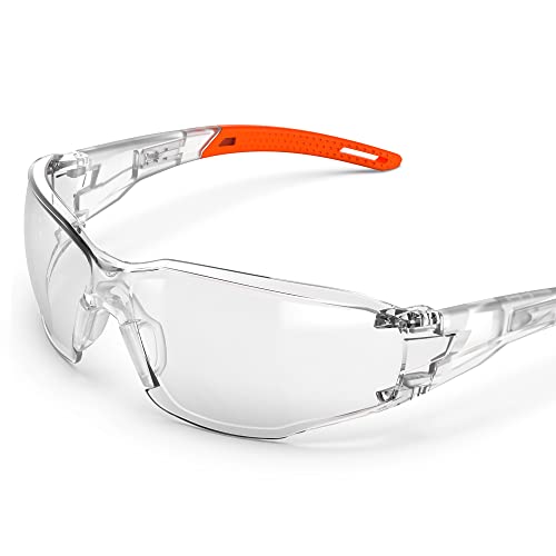 Safety Glasses Anti-Fog Lens,Adjustable Frames Eye Protection Goggles For Men Women - color: Orange