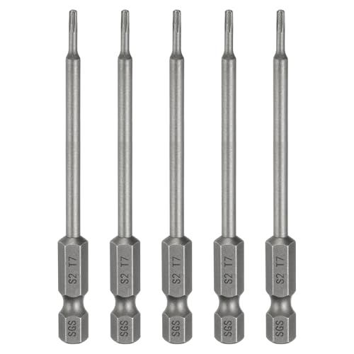 HARFINGTON 5pcs T7 Torx Head Screwdriver Bit 1/4" Hex Shank 3.15" (80mm) Long Magnetic No Hole Tip Tamper Proof 6 Point Star Screw Driver Drill Bits S2 Steel Industrial Power Screwdrivers - size: T7 x 3.15"(80mm)