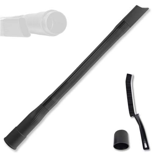 Universal 19" Flexible Crevice Tool & Brush Combo Vacuum Attachment for Car Detailing Dryer Lint Pet Hair, Fits 1-1/4" or 1-3/8 inch Connector Hoses Helps Clean Cobwebs on the ceiling Under Furniture