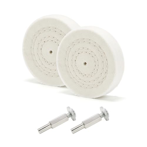 SCOTTCHEN Buffing Polishing Wheel 3" Fine Cotton (50 Ply) 1/4" Arbor with 1/4" Mandrel for Drill - 2Pack - color: Fine 2pcs, size: 3 inch