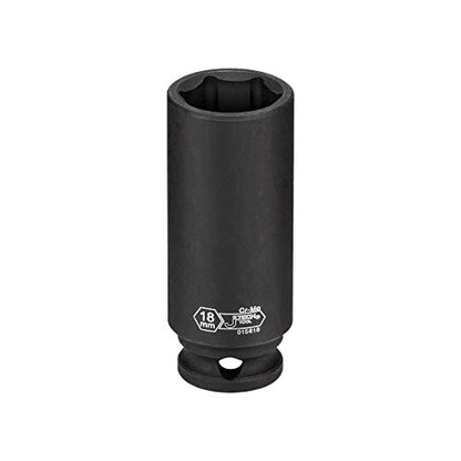 Jetech 3/8-Inch Drive 18mm Deep Impact Socket with 6-Point Design, Heat-Treated Chrome Molybdenum Alloy Steel, Metric - size: 18mm