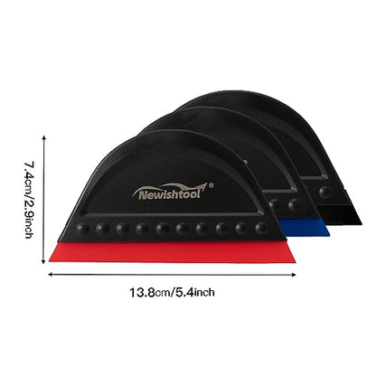 NEWISHTOOL Window Tint Squeegee Black Small Scraper for Vinyl PPF Tools, 3 PCS Different Hardness Channel Blade Mini Squeegee with Handle for Car Windshield Glass Mirror Cleaning Water Removal